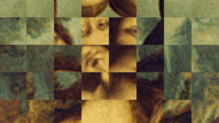 A fragmented image of the painting of Mona Lisa