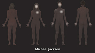 A nude man and a woman with certain body parts highlighted