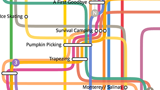 Interconnected lines of different colors that look like a subway map