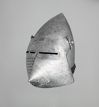 Visored armor brass helmet